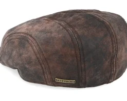Ivy Cap Pigskin Dark Brown Flat Cap - Stetson