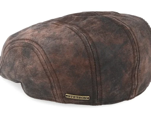 Ivy Cap Pigskin Dark Brown Flat Cap - Stetson