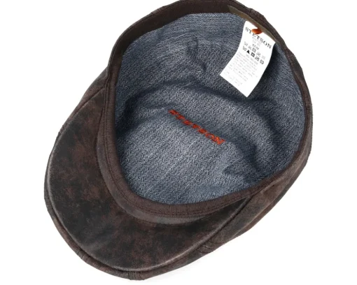 Ivy Cap Pigskin Dark Brown Flat Cap - Stetson