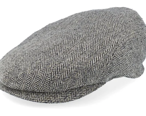Ivy Cap Silk Black/Brown Herringbone Flat Cap - Stetson