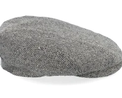 Ivy Cap Silk Black/Brown Herringbone Flat Cap - Stetson