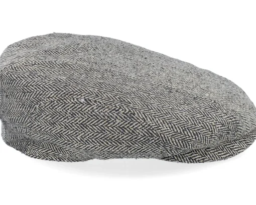 Ivy Cap Silk Black/Brown Herringbone Flat Cap - Stetson