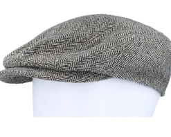 Ivy Cap Silk Black/Brown Herringbone Flat Cap - Stetson