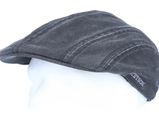 Ivy CO/PE Ear Flap Black Flat Cap - Stetson