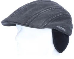 Ivy CO/PE Ear Flap Black Flat Cap - Stetson