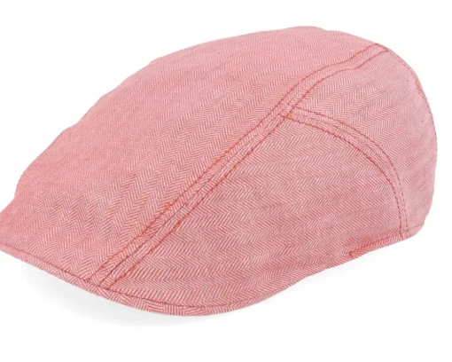 Ivy Linen Peach Herringbone Flat Cap - Stetson