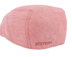 Ivy Linen Peach Herringbone Flat Cap - Stetson