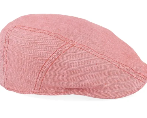Ivy Linen Peach Herringbone Flat Cap - Stetson