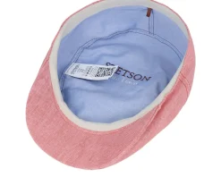 Ivy Linen Peach Herringbone Flat Cap - Stetson