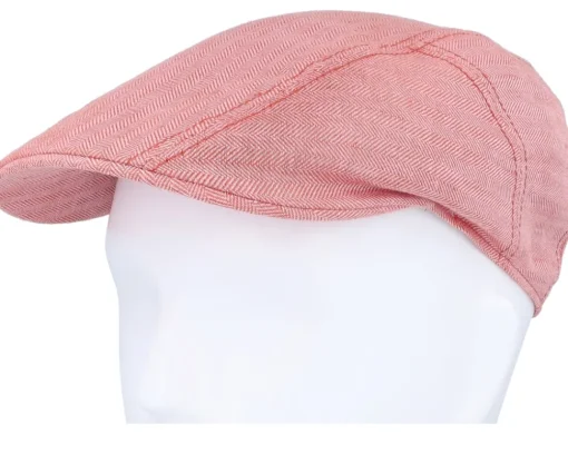 Ivy Linen Peach Herringbone Flat Cap - Stetson