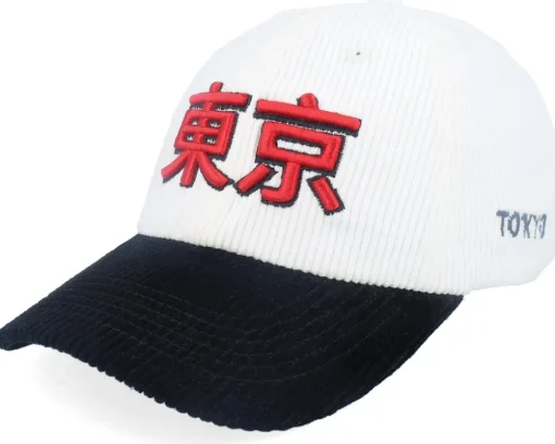 Japanese Symbol Tokyo 3d Corduroy White/Black Dad Cap - Iconic