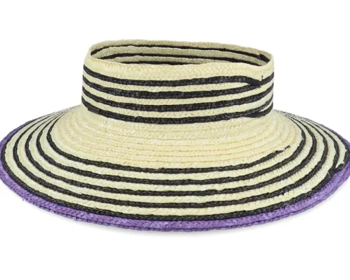 Joanna Light Tan/Black Visor Straw Hat - Brixton