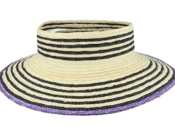Joanna Light Tan/Black Visor Straw Hat - Brixton