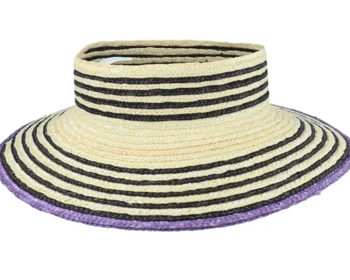 Joanna Light Tan/Black Visor Straw Hat - Brixton