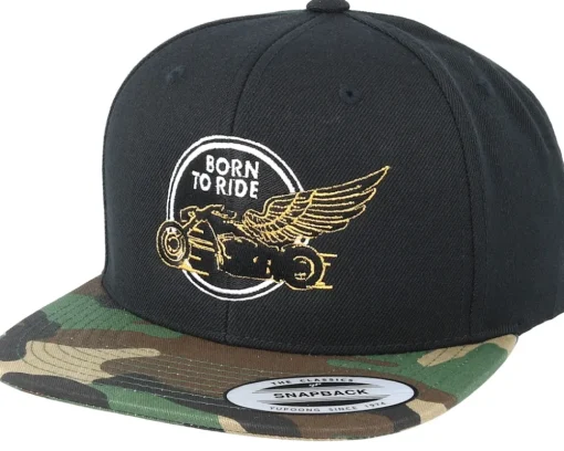 Just fly Away Black/Camo Snapback - Born To Ride