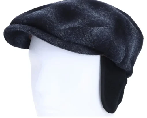 Kent Ef Wool Check Navy Earflap Flat Cap - Stetson