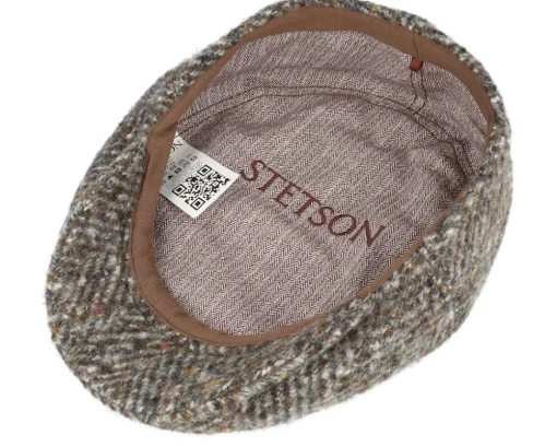 Kent Herringbone Grey Flat Cap - Stetson