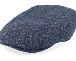 Kent Herringbone Virgin Wool Blue Flat Cap - Stetson