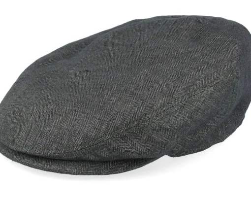 Kent Linen Olive Herringbone Flat Cap - Stetson
