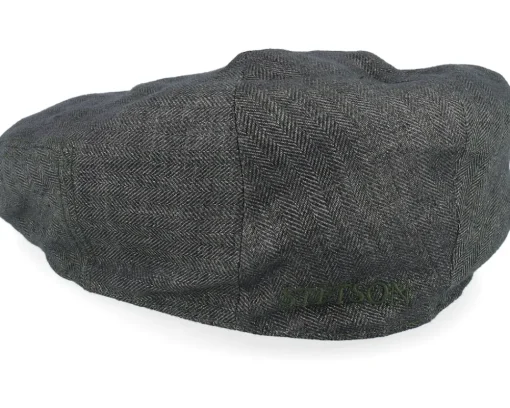 Kent Linen Olive Herringbone Flat Cap - Stetson