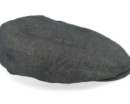 Kent Linen Olive Herringbone Flat Cap - Stetson