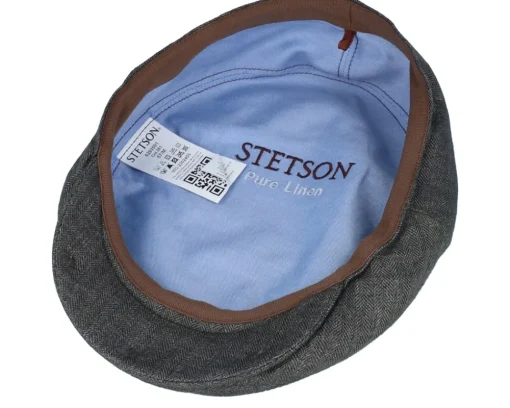 Kent Linen Olive Herringbone Flat Cap - Stetson