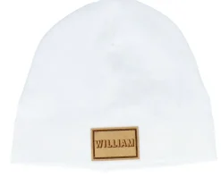 Kids Baby Engraved Suede Patch Powder Pink Beanie - Babybugz