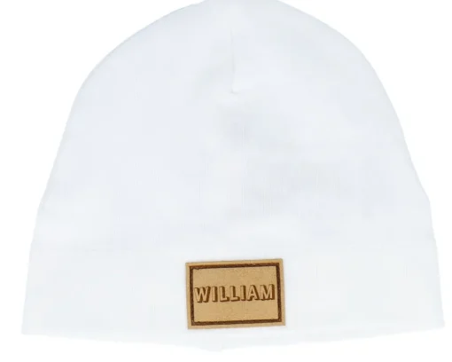 Kids Baby Engraved Suede Patch Powder Pink Beanie - Babybugz