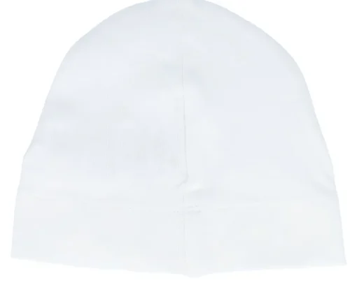 Kids Baby With Engraved Suede Patch White Beanie - Babybugz