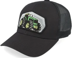 Kids Big Tractor Grey Patch Black Trucker - Kiddo Cap