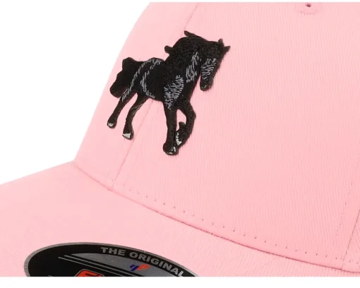 Kids Black Horse Wooly Combed Pink Flexfit - Kiddo Cap