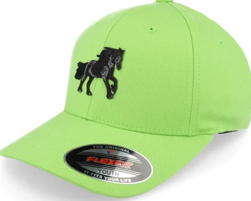 Kids Black Horse Wooly Combed Pink Flexfit - Kiddo Cap