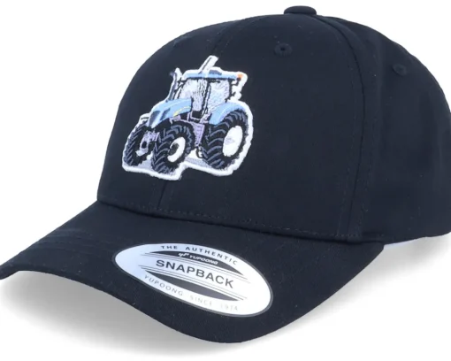 Kids Blue Tractor Black Adjustable - Kiddo Cap