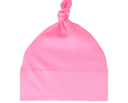 Kids Bubble Gum Pink Baby One-knot Beanie - Babybugz