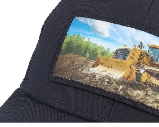 Kids Bulldozer Patch Black Trucker - Kiddo Cap
