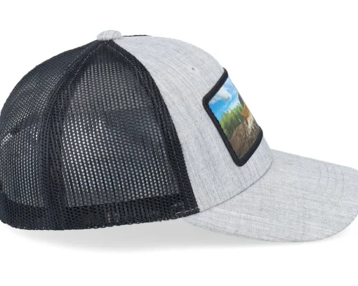Kids Bulldozer Patch Heather Grey/Black Trucker - Kiddo Cap