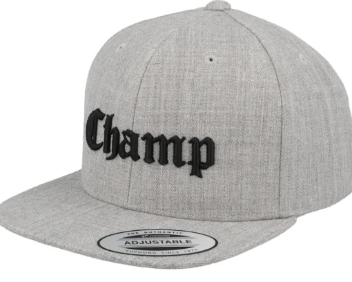 Kids Champ Old English 3d Heather Grey Snapback - Kiddo Cap