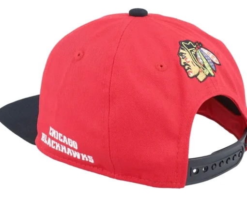 Kids Chicago Blackhawks Logo Flatbrim Cap Red/Black Snapback - Outerstuff