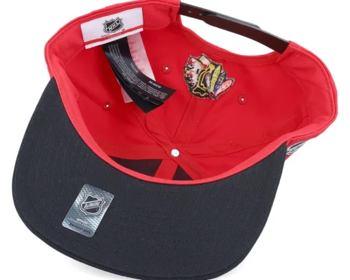 Kids Chicago Blackhawks Logo Flatbrim Cap Red/Black Snapback - Outerstuff