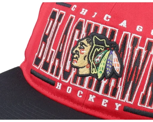 Kids Chicago Blackhawks Logo Flatbrim Cap Red/Black Snapback - Outerstuff