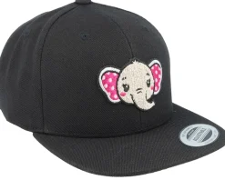 Kids Cute Elephant Chenille Black Snapback - Kiddo Cap