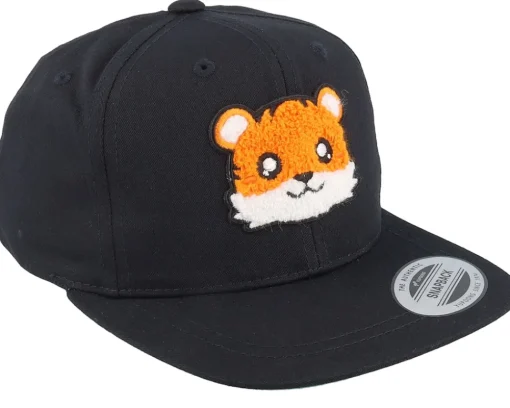 Kids Cute Tiger Chenille Black Snapback - Kiddo Cap