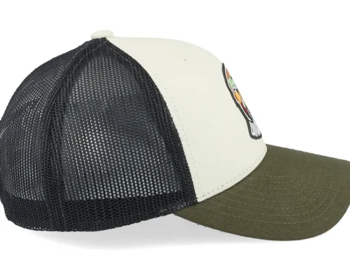Kids Dino Badge Ivory/Black/Dark Mash Trucker - Kiddo Cap