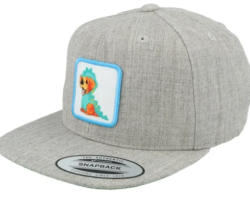 Kids Dog With Dino Costume Heather Grey Snapback - Kiddo Cap