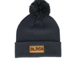Kids Engraved Suede Patch Graphite Grey Pom - Beechfield