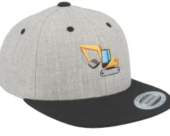 Kids Excavator Heather Grey/Black Snapback - Kiddo Cap