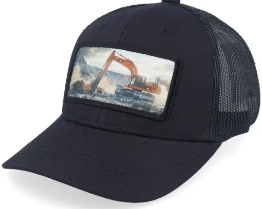 Kids Excavator Patch Black Trucker - Kiddo Cap