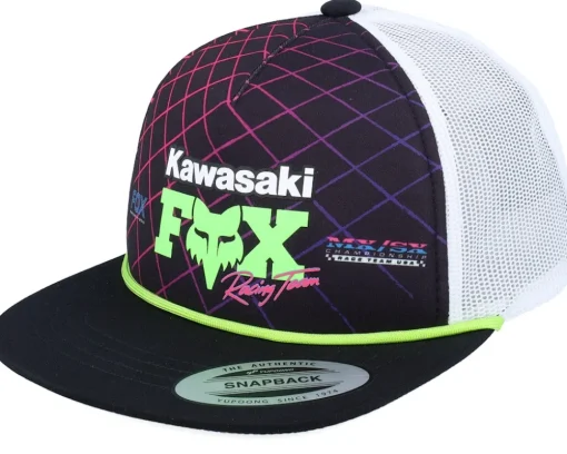 Kids Fox X Kawasaki Black/White Trucker Snapback - Fox