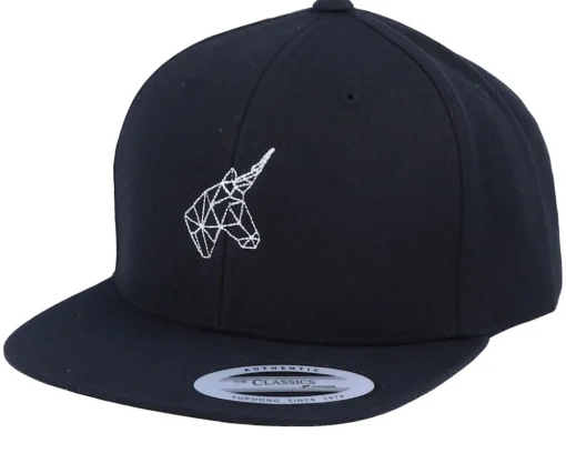 Kids Geometric Unicorn Black Snapback - Unicorns