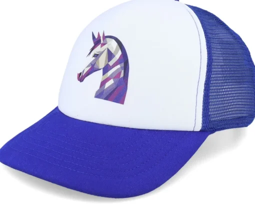 Kids Geometry Unicorn Royal Blue/White Foam Trucker - Kiddo Cap